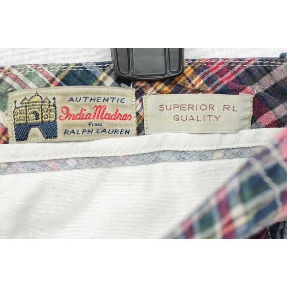 VTG Polo Ralph Lauren India Madras Plaid Bleeker Shorts Mens Size 34 Preppy - Picture 4 of 8